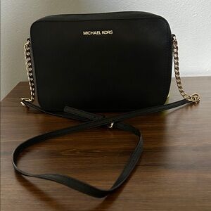 Michael Kors Black Crossbody Bag with Gold Accents